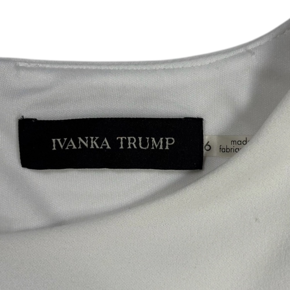 Ivanka Trump Sheath Dress 6 White Black Floral Lace Applique Cocktail Evening - Picture 7 of 7